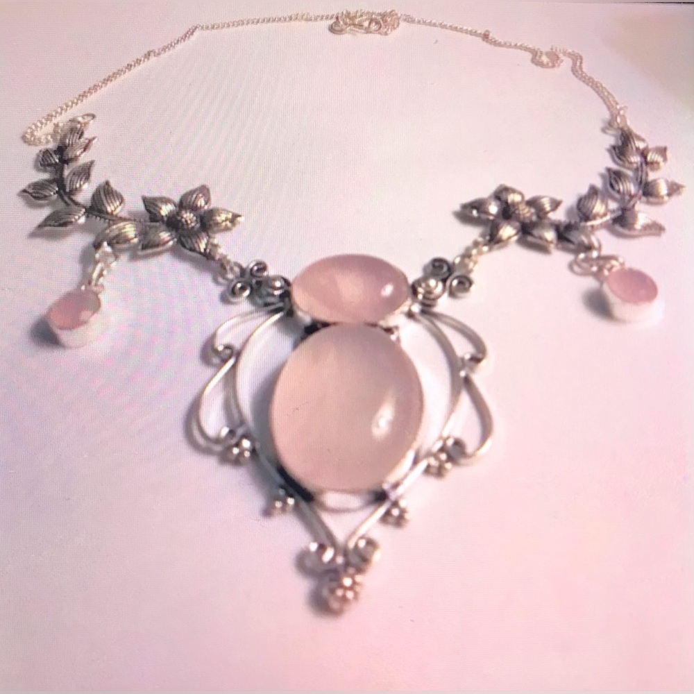 Rose Quartz 925 Sterling Silver Necklace